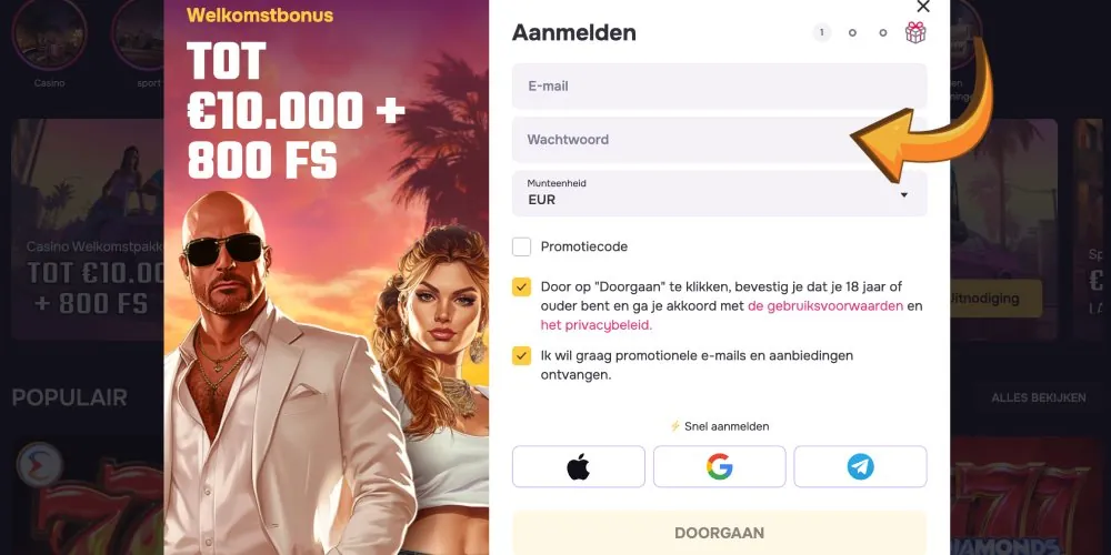 registratiegegevens invoeren